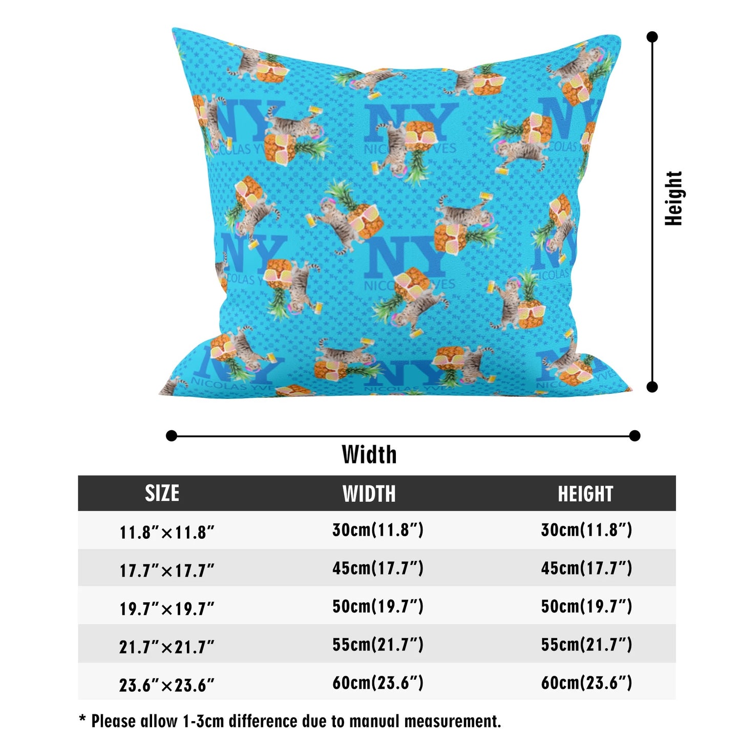 4 HOUSSES DE COUSSINS NY de Nicolas Yves™ - Bleu, Vert, Violet et Rose