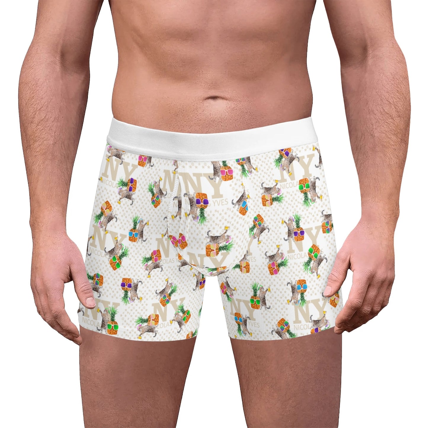 Le Calecon Chananas NY de Nicolas Yves - Blanc Multicolore Kitsch