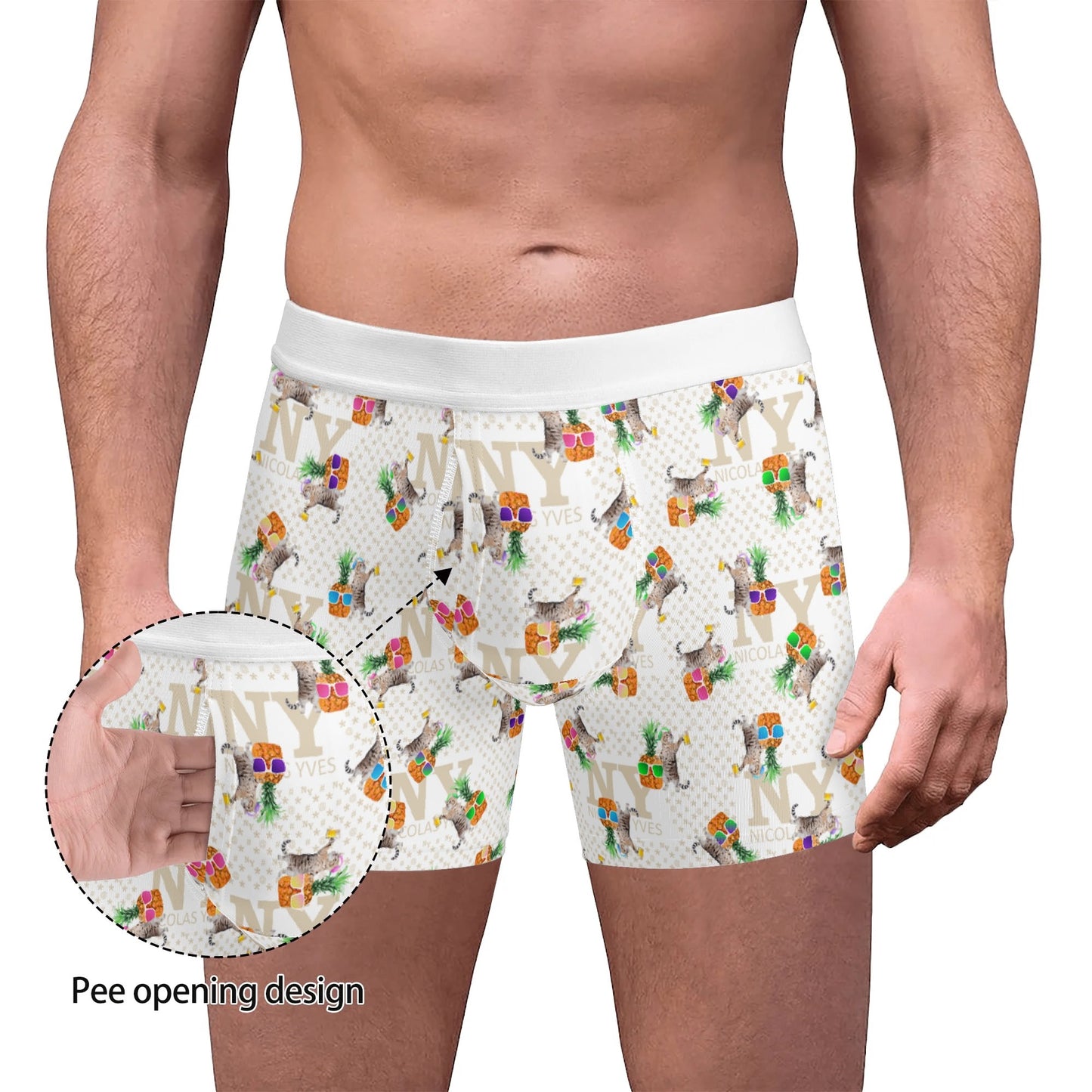 Le Calecon Chananas NY de Nicolas Yves - Blanc Multicolore Kitsch