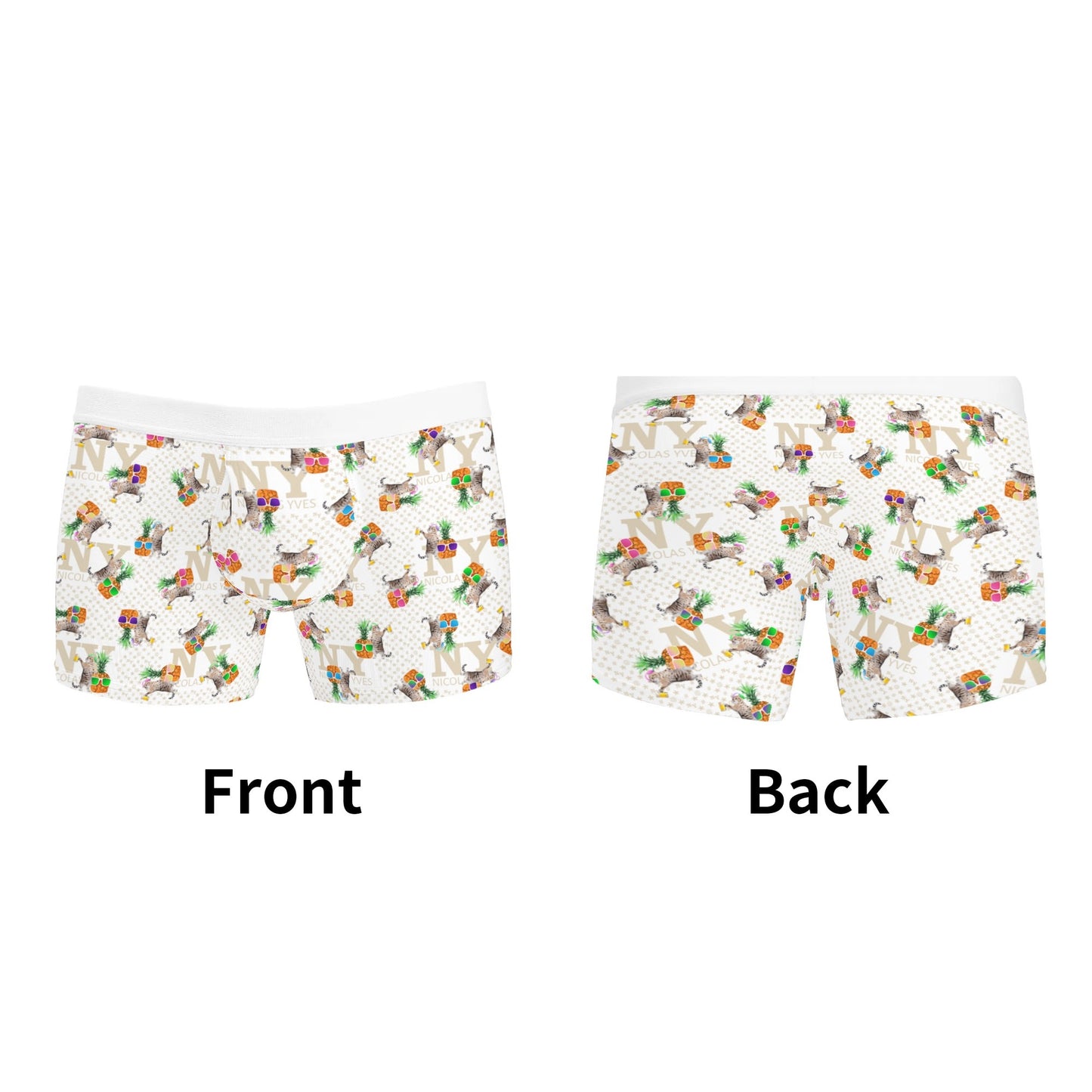 Le Calecon Chananas NY de Nicolas Yves - Blanc Multicolore Kitsch