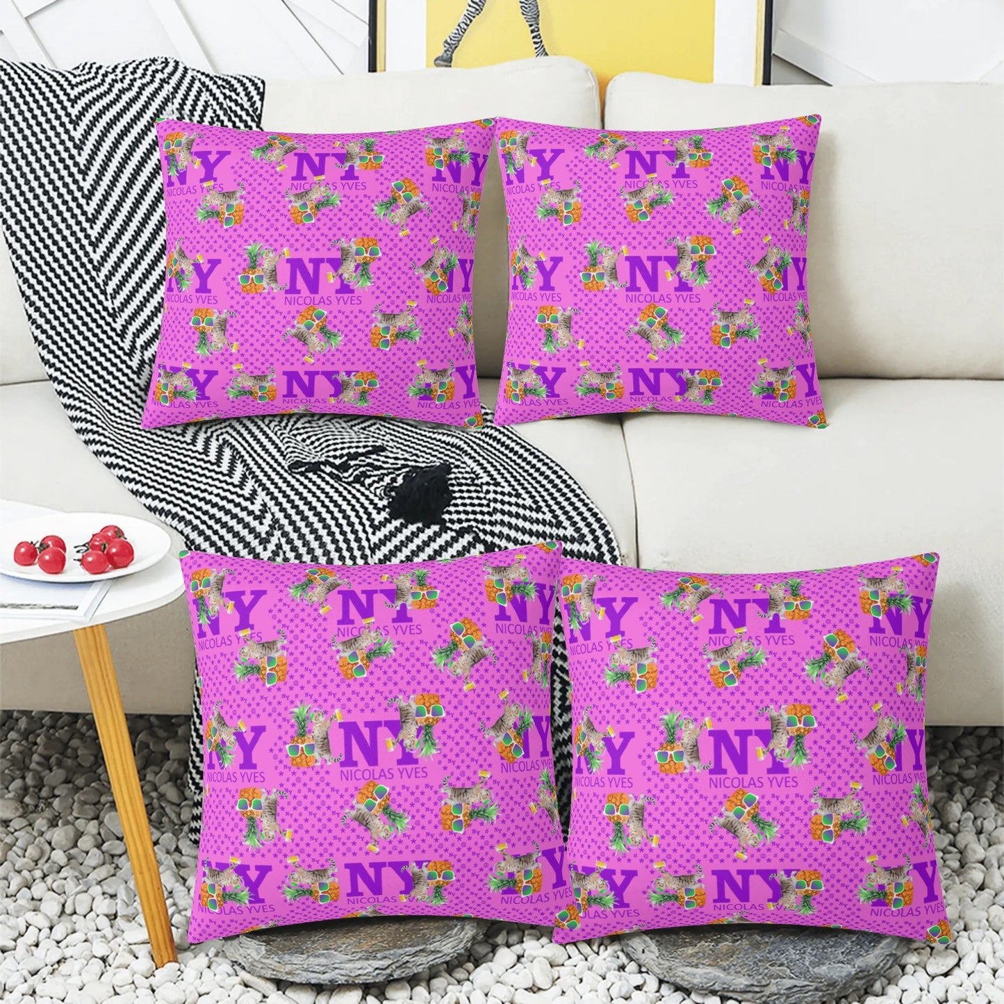 4 HOUSSES DE COUSSIN NY de Nicolas Yves™ - Rose Bonbon