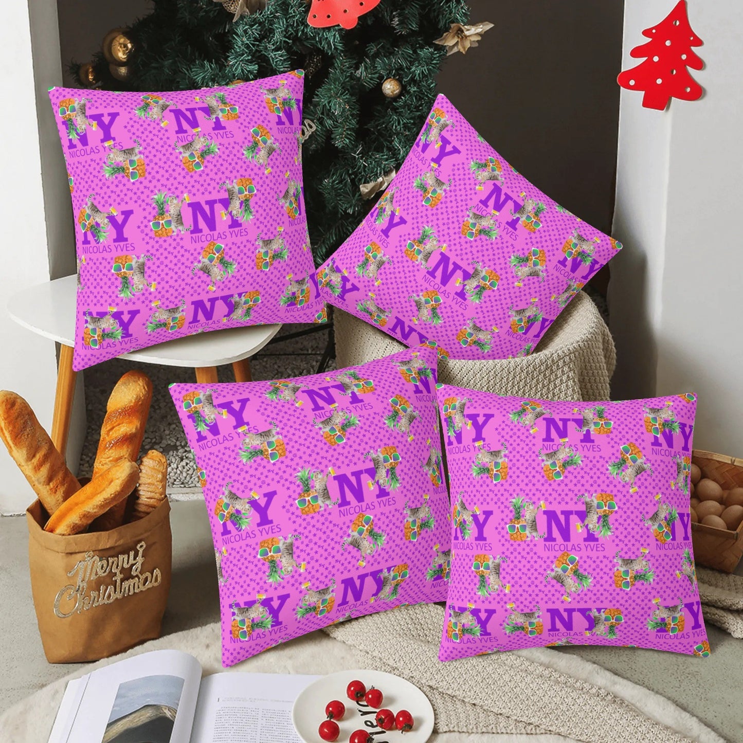 4 HOUSSES DE COUSSIN NY de Nicolas Yves™ - Rose Bonbon