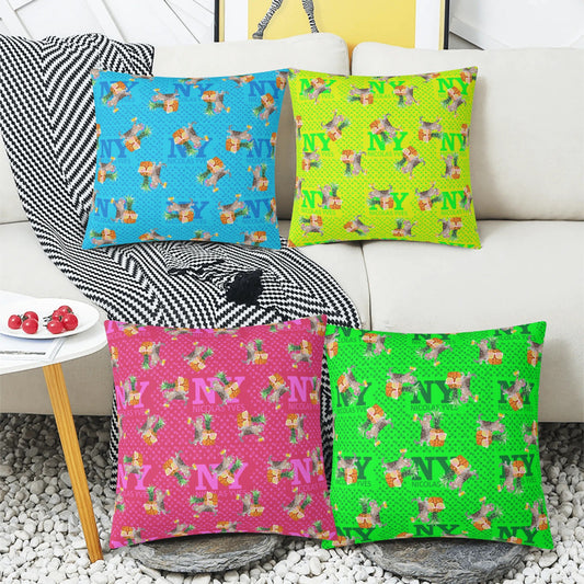 4 HOUSSES DE COUSSIN NY de Nicolas Yves™  - Bleu, Jaune, Vert, Rose