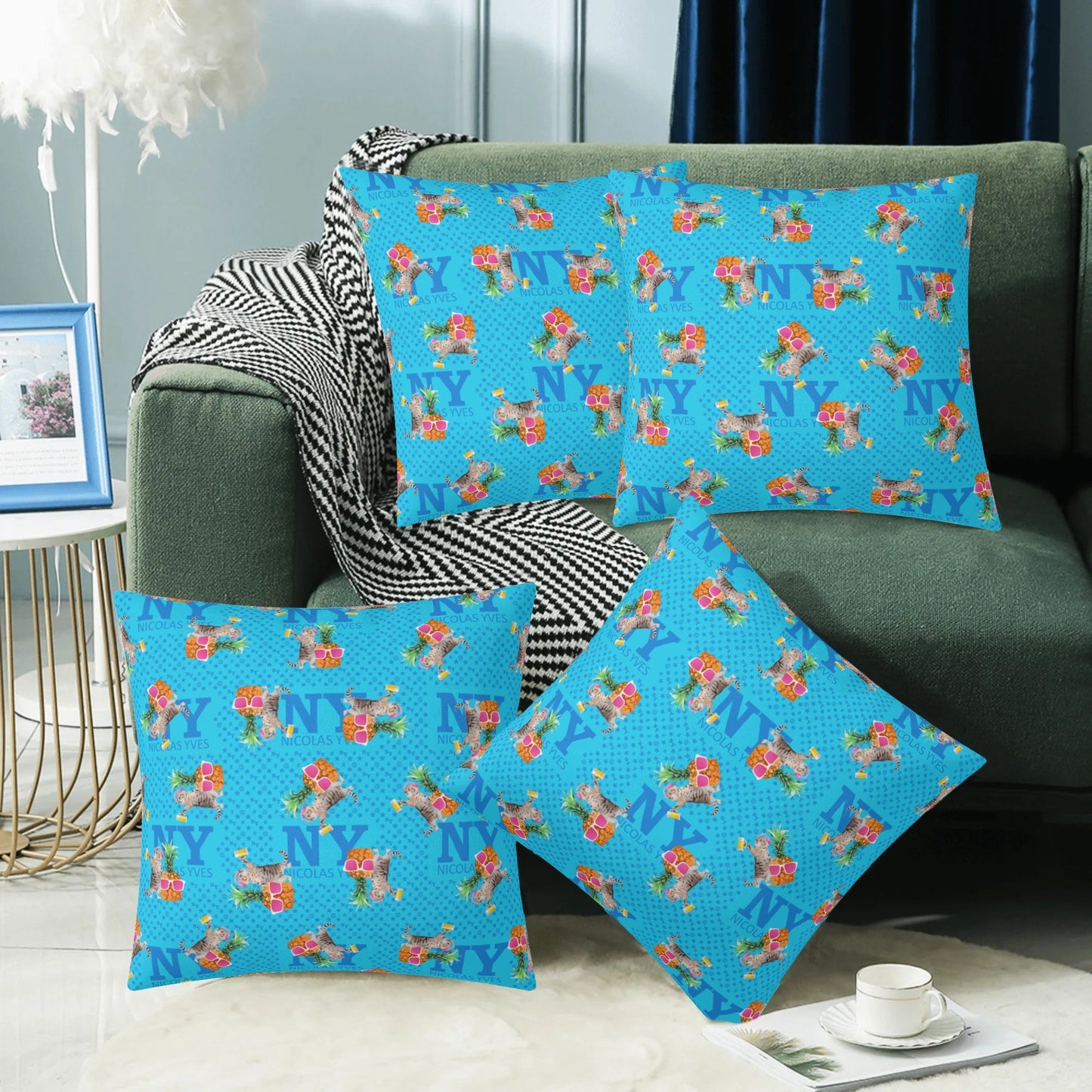 4 HOUSSES DE COUSSIN NY de Nicolas Yves™ - Bleu