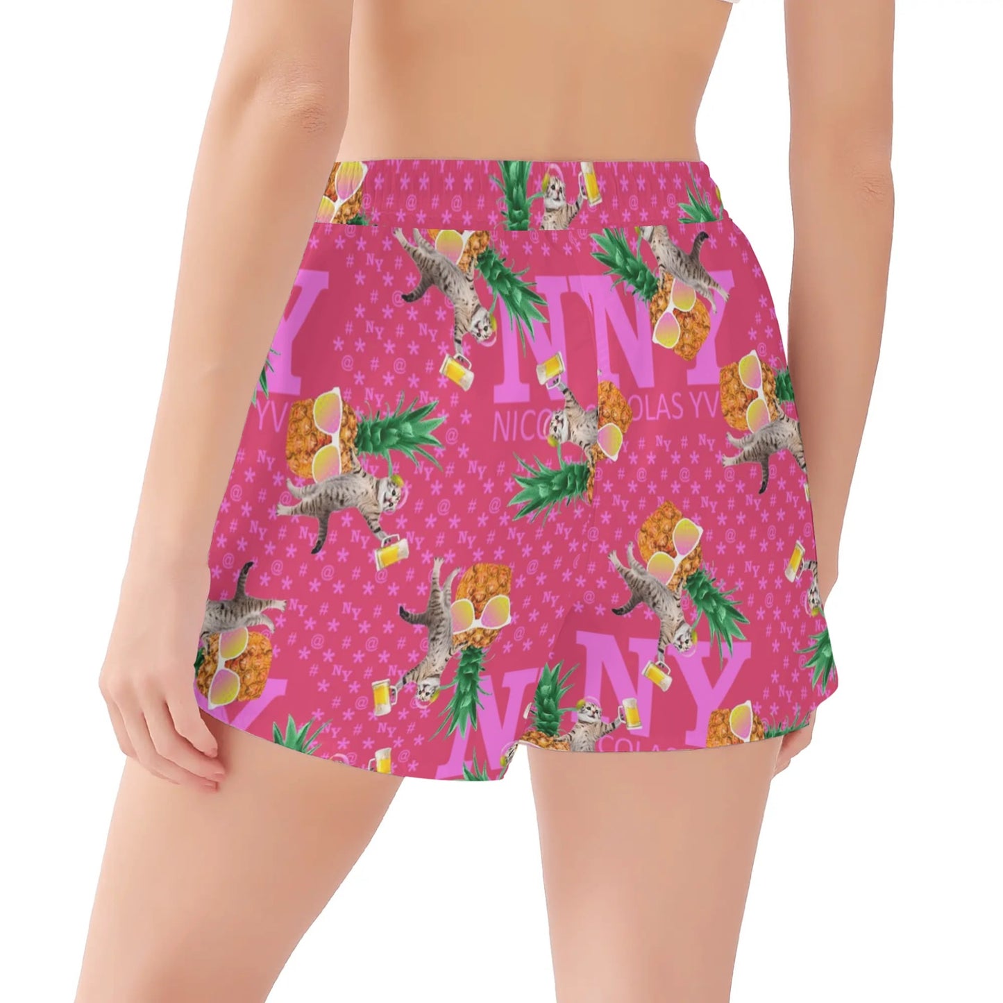 Short Femme Chats + Ananas = Chananas NY de Nicolas Yves