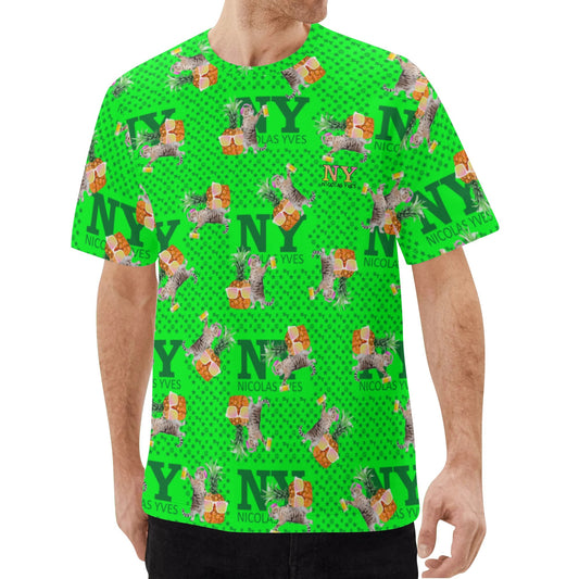 Un Tee-shirt, des Chats, des Ananas et de la Bière ! Le T-shirt Vert Kitsch Chananas de Nicolas Yves