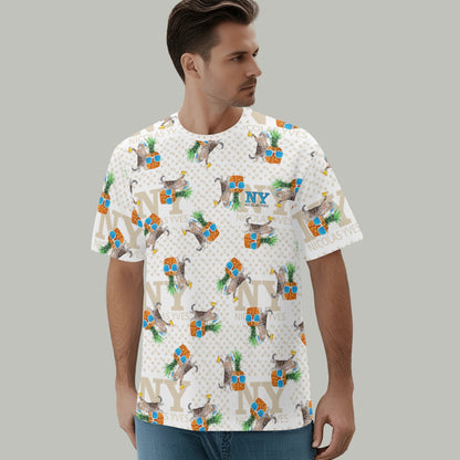 Un Tee-shirt, des Chats, des Ananas et de la Bière ! Le T-shirt Blanc Kitsch Chananas de Nicolas Yves