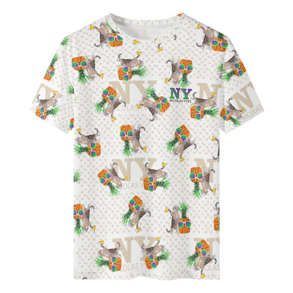 Un Tee-shirt, des Chats, des Ananas et de la Bière ! Le T-shirt Blanc Kitsch Chananas de Nicolas Yves