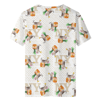 Un Tee-shirt, des Chats, des Ananas et de la Bière ! Le T-shirt Blanc Kitsch Chananas de Nicolas Yves