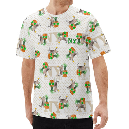 Un Tee-shirt, des Chats, des Ananas et de la Bière ! Le T-shirt Blanc Kitsch Chananas de Nicolas Yves