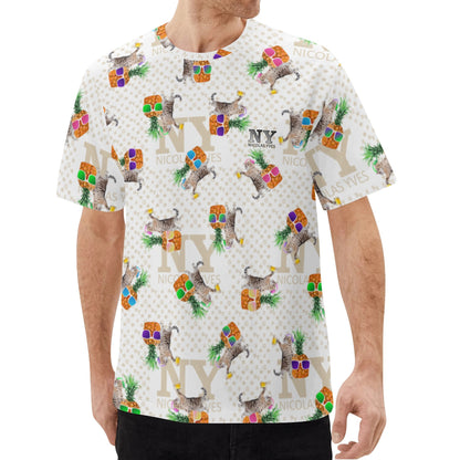 Un Tee-shirt, des Chats, des Ananas et de la Bière ! Le T-shirt Blanc Kitsch Chananas de Nicolas Yves