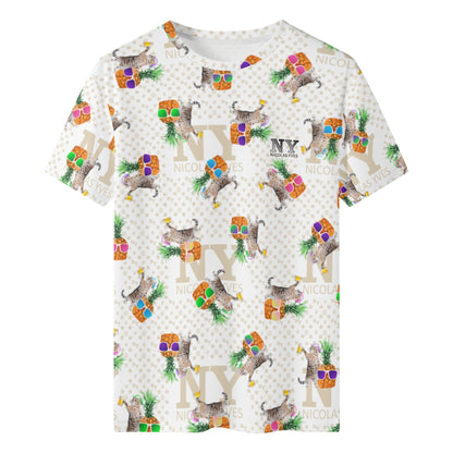 Un Tee-shirt, des Chats, des Ananas et de la Bière ! Le T-shirt Blanc Kitsch Chananas de Nicolas Yves