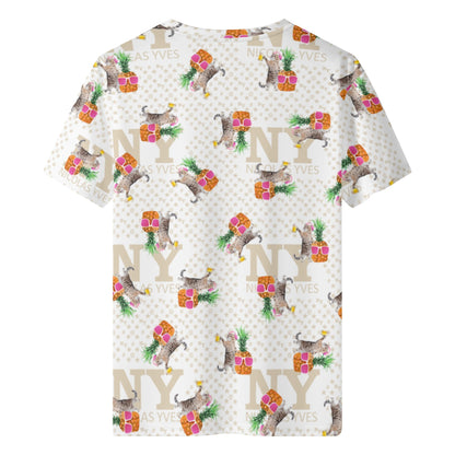 Un Tee-shirt, des Chats, des Ananas et de la Bière ! Le T-shirt Blanc Kitsch Chananas de Nicolas Yves