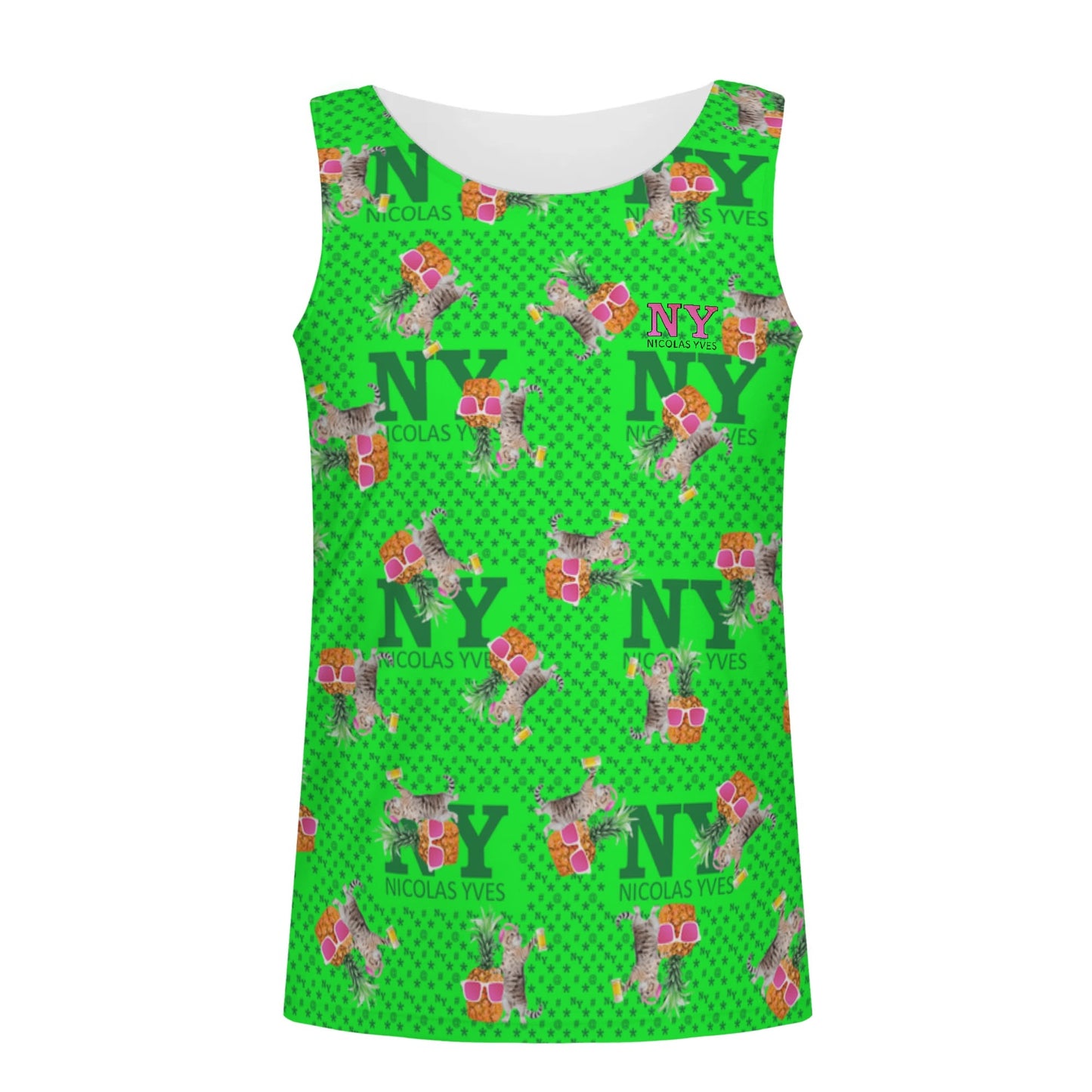 Un Marcel, des Chats, des Ananas et de la Bière ! Le Débardeur Des Teufeurs, Le Chananas Vert Kitsch NY de Nicolas Yves™