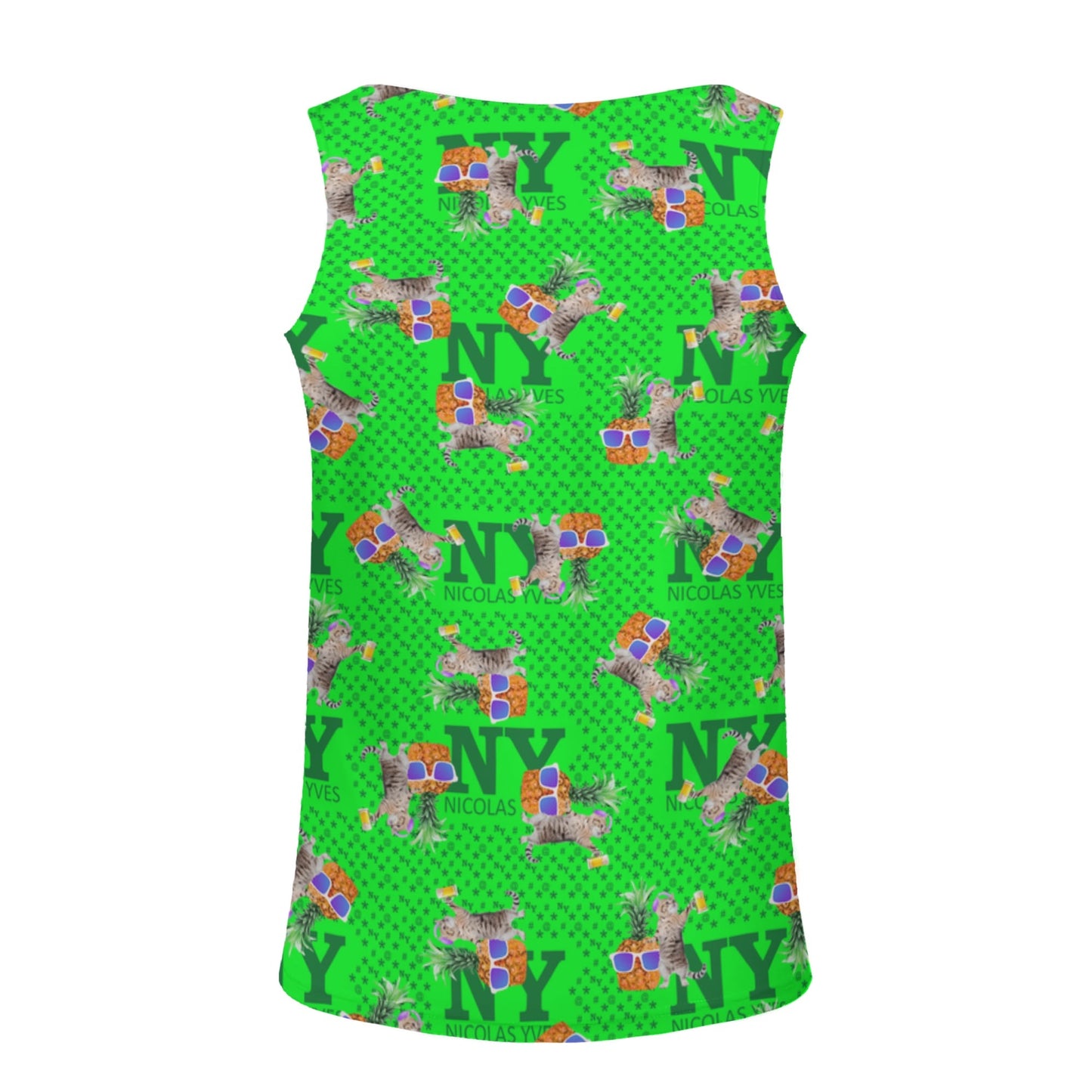Un Marcel, des Chats, des Ananas et de la Bière ! Le Débardeur Des Teufeurs, Le Chananas Vert Kitsch NY de Nicolas Yves™