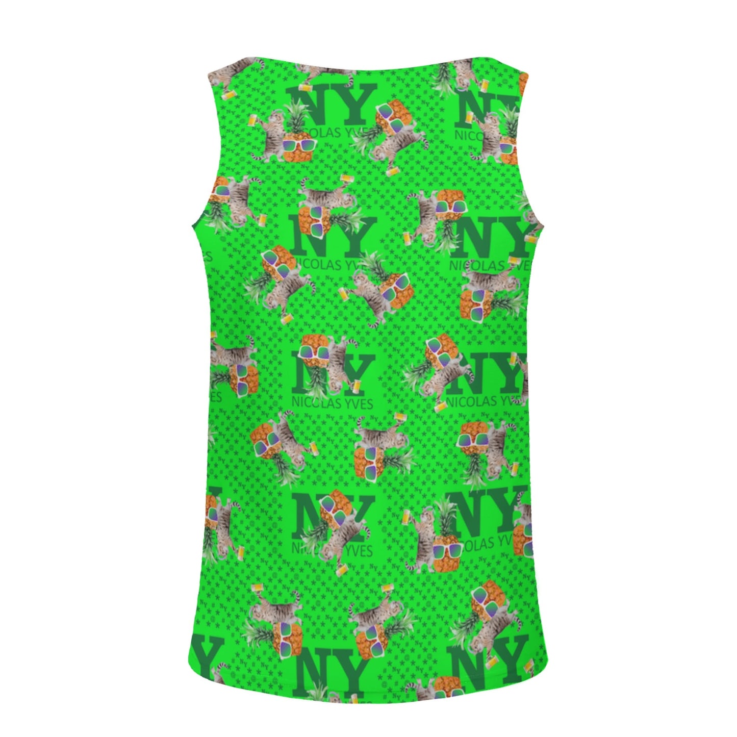 Un Marcel, des Chats, des Ananas et de la Bière ! Le Débardeur Des Teufeurs, Le Chananas Vert Kitsch NY de Nicolas Yves™