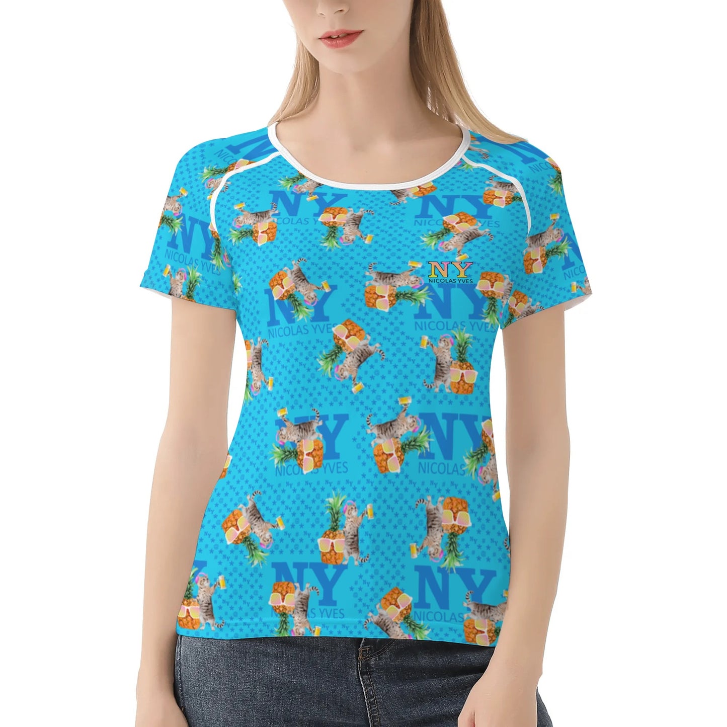 Le T-shirt Teufeuse Chananas NY de Nicolas Yves  - Bleu