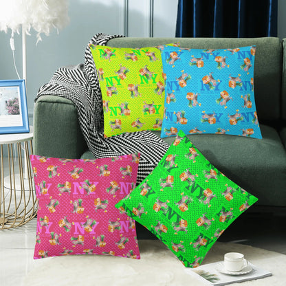 4 HOUSSES DE COUSSIN NY de Nicolas Yves™  - Bleu, Jaune, Vert, Rose