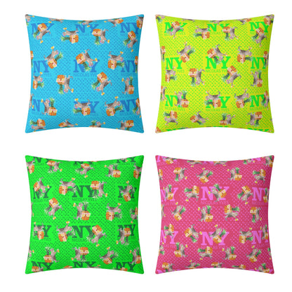 4 HOUSSES DE COUSSIN NY de Nicolas Yves™  - Bleu, Jaune, Vert, Rose